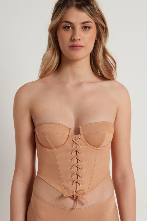 Nude Dark Nude 264v Tezenis Nude String Bandeau Balconette Bra Top | 970685-OTS