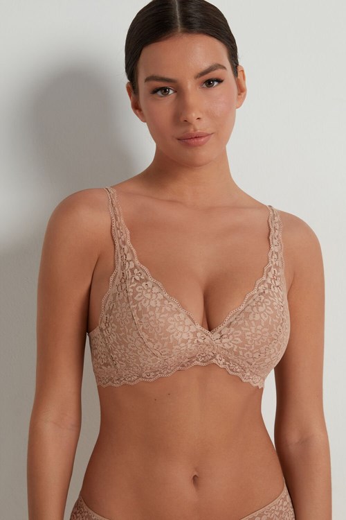 Nude Natural Blush 1905 Tezenis Havana Recycled Lace Triangle Bra | 450698-TYU