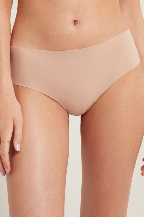 Nude Natural Blush 1905 Tezenis Laser-Cut Microfiber Recycled Lace Brazilian Panties | 984623-KHE