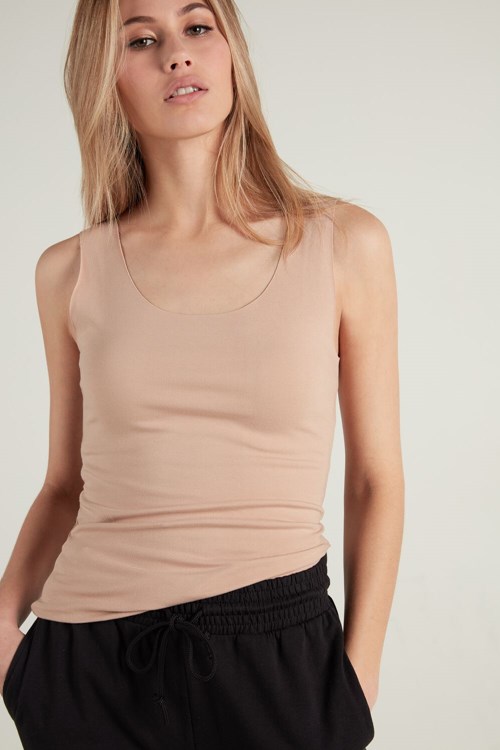 Nude Natural Blush 1905 Tezenis Raw-Cut Cotton Camisole | 153869-SIQ