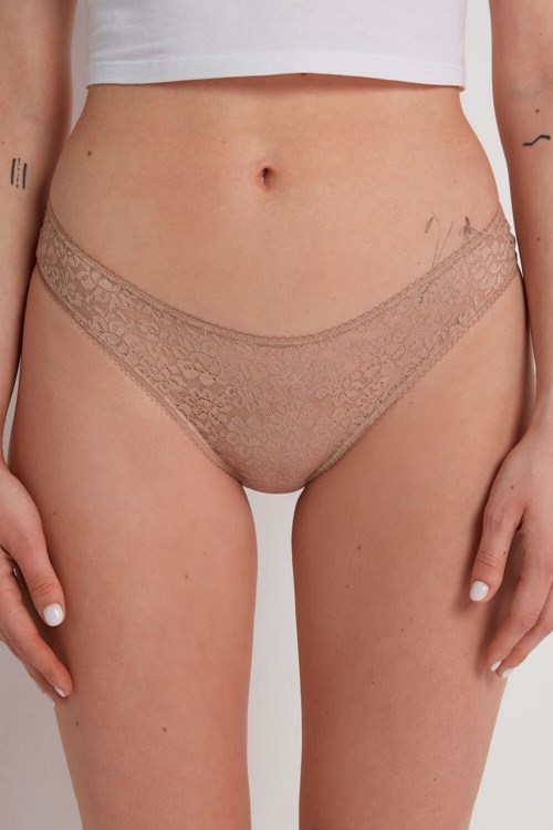 Nude Natural Blush 1905 Tezenis Recycled Lace High-Cut Panties | 205493-LYU