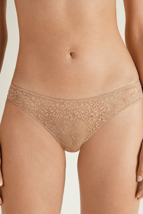 Nude Natural Blush 1905 Tezenis Recycled Lace Laser-Cut Microfiber Brazilian Panties | 593867-ESL