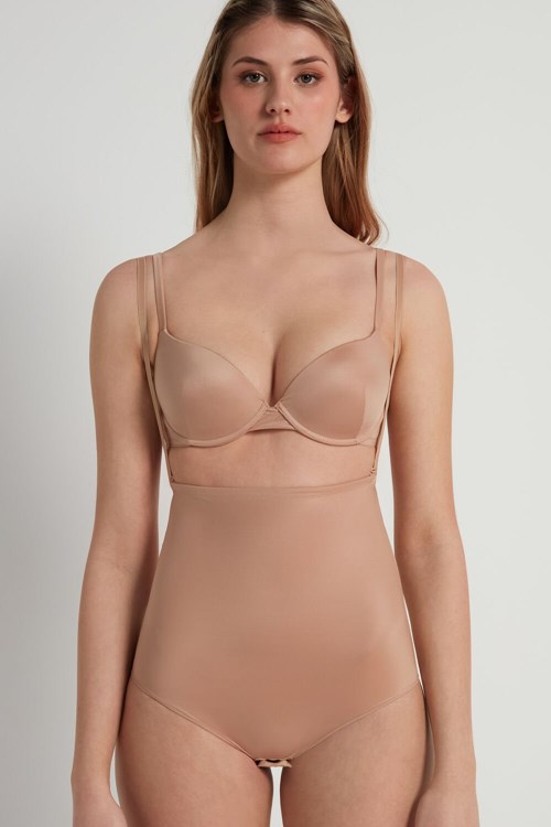 Nude Natural Blush 1905 Tezenis Ultralight Shaping High Panties with Straps | 168049-IEK