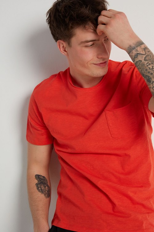 Orange Dark Orange 402v Tezenis Cotton T-Shirt with Breast Pocket | 186740-NFV