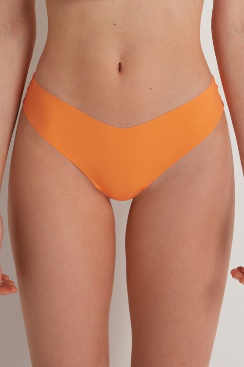 Orange Pastel Orange 253v Tezenis Microfiber V-Shaped Laser-Cut Brazilian Panties | 846509-OPS