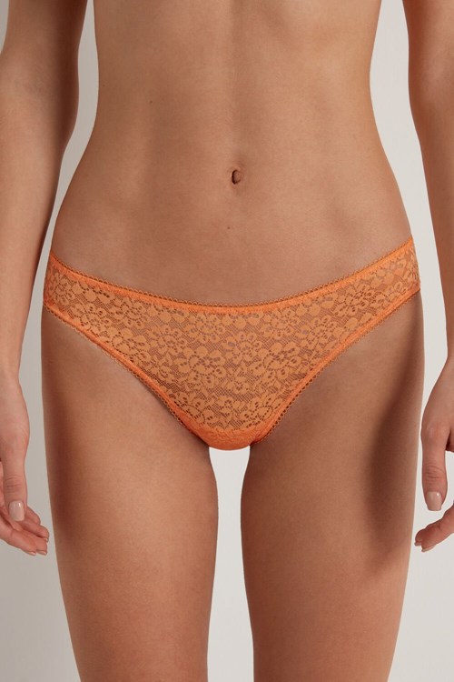 Orange Pastel Orange 253v Tezenis Recycled Lace Brazilian Panties | 813497-KSD