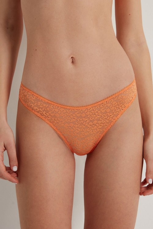 Orange Pastel Orange 253v Tezenis Recycled Lace High-Cut Panties | 958067-UWX