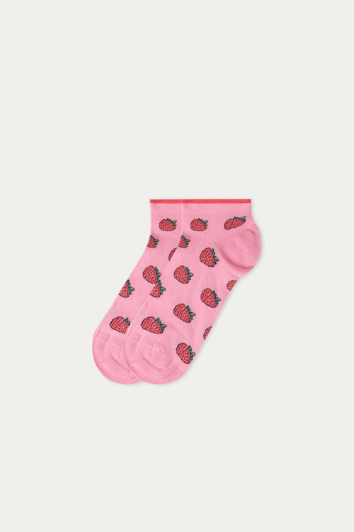 Pink All-over Pink Strawberry 460v Tezenis Appliquéd Patterned Cotton No-Show Socks | 987452-QBE