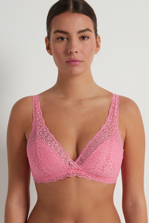 Pink Bright Pink 282v Tezenis Havana Recycled Lace Triangle Bra | 832495-ASC