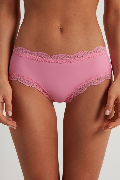 Pink Bright Pink 282v Tezenis Lace and Microfiber Cheeky Hipster | 374910-CGD