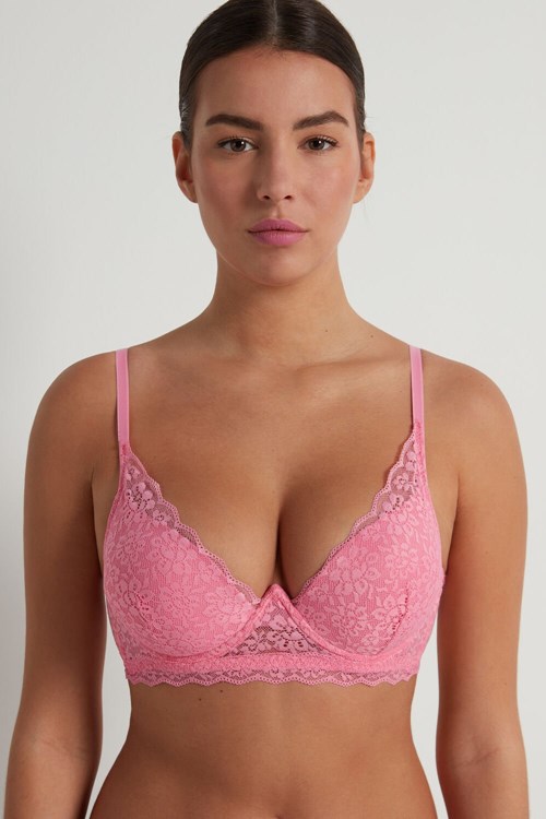 Pink Bright Pink 282v Tezenis Malibu Recycled Lace Super Push-Up Bra | 803674-YWH