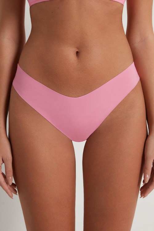 Pink Bright Pink 282v Tezenis Microfiber V-Shaped Laser-Cut Brazilian Panties | 037249-JCV