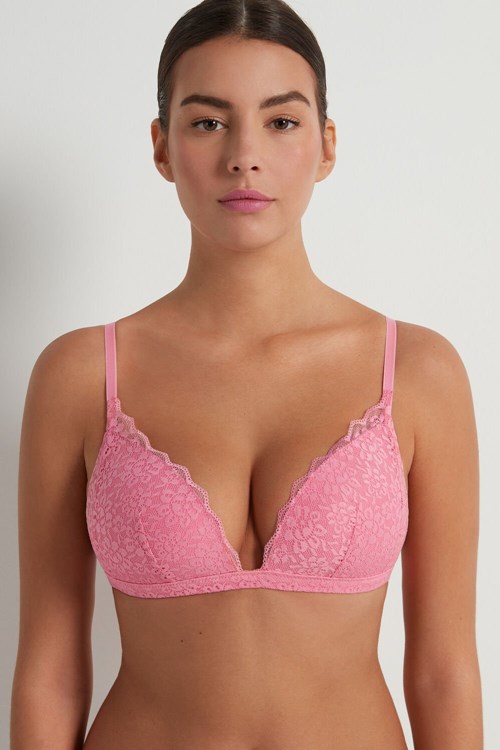 Pink Bright Pink 282v Tezenis Positano Lace Padded Triangle Bra | 463820-REX