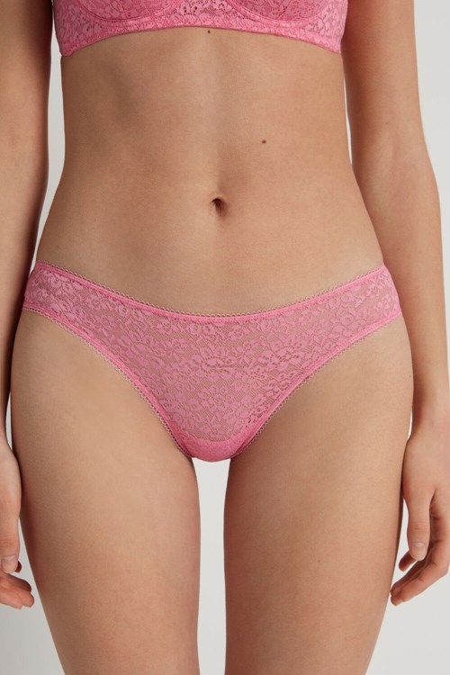 Pink Bright Pink 282v Tezenis Recycled Lace Brazilian Panties | 409263-BTD