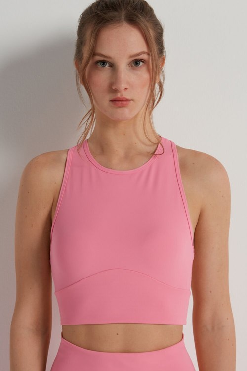 Pink Bright Pink 282v Tezenis Sleeveless Microfiber Crop Top | 163589-SRM