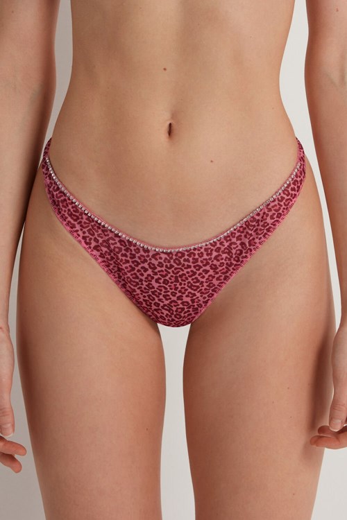 Pink Leopard Print 298v Tezenis Pretty Leopard High-Cut Thong | 548931-MPG