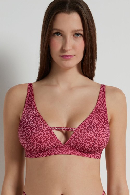 Pink Leopard Print 298v Tezenis Pretty Leopard Triangle Bra | 652948-KOY