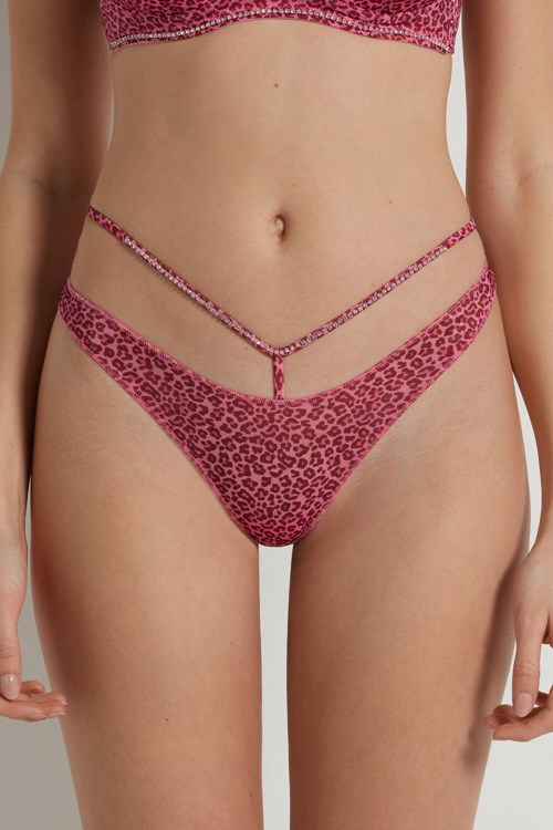 Pink Leopard Print 298v Tezenis Pretty Leopard High-Cut Brazilian Panties | 946517-LNE