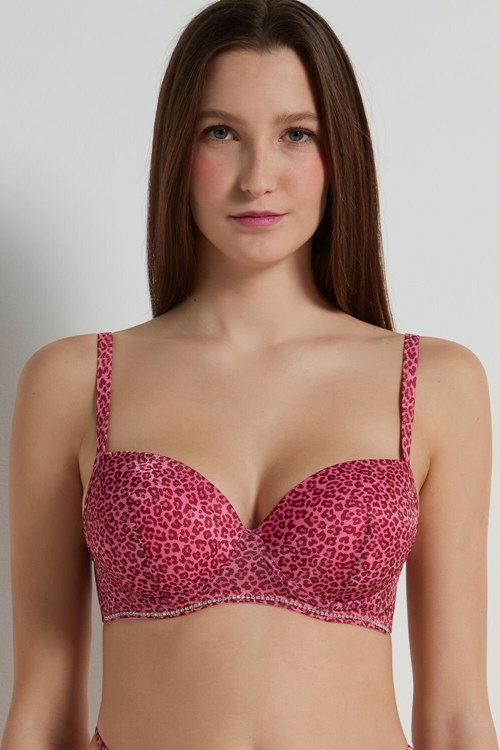 Pink Leopard Print 298v Tezenis Wien Pretty Leopard Lightly Padded Balconette Bra | 632841-SGY