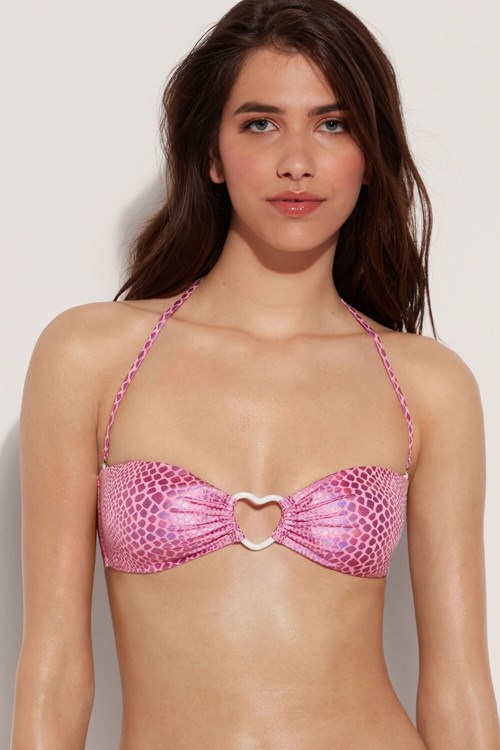 Pink Pink Snake 562v Tezenis Lovely Snake Removable Padding Bandeau Bikini Top | 460935-KNF