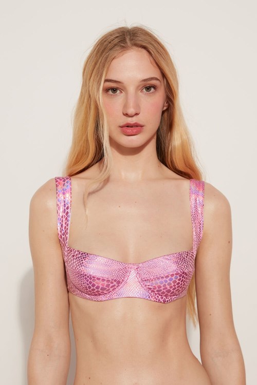 Pink Pink Snake 562v Tezenis Lovely Snake Balconette Bikini Top | 537946-BFN