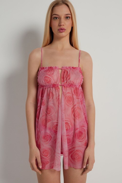 Pink Romantic Rose Print 299v Tezenis Romantic Roses Slip | 061237-LFD