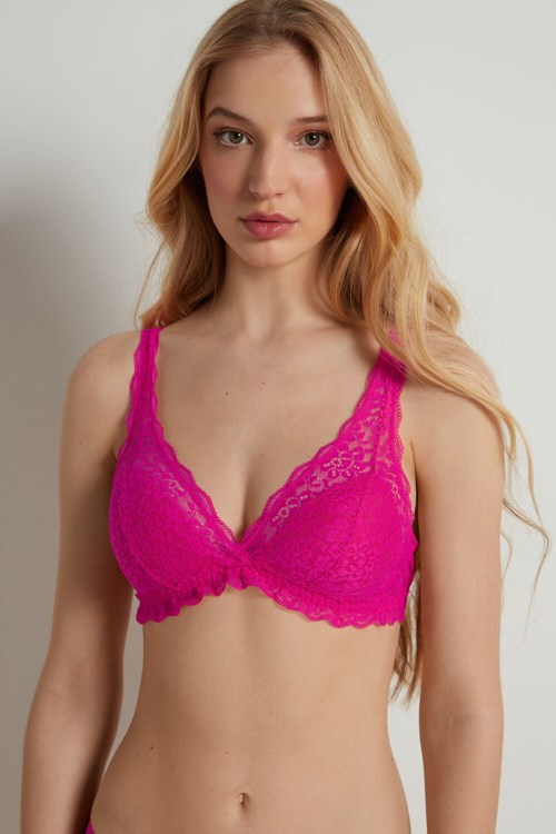 Pink Summer Fuchsia 534v Tezenis Havana Recycled Lace Triangle Bra | 968357-NUS