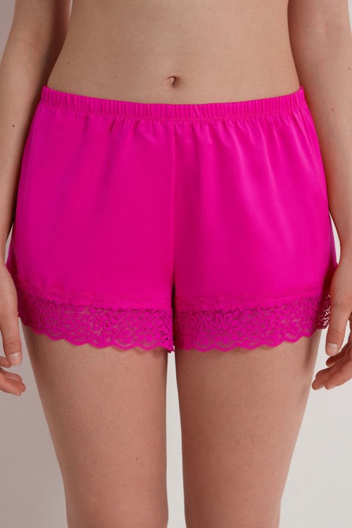 Pink Summer Fuchsia 534v Tezenis Lace and Satin Shorts | 382740-YTX