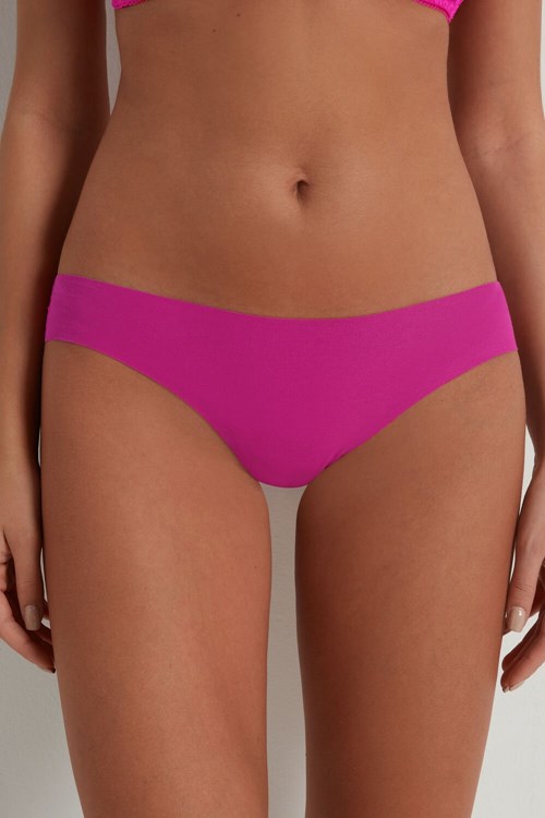 Pink Summer Fuchsia 534v Tezenis Laser-Cut Cotton Recycled Lace Brazilian Panties | 326940-KBT