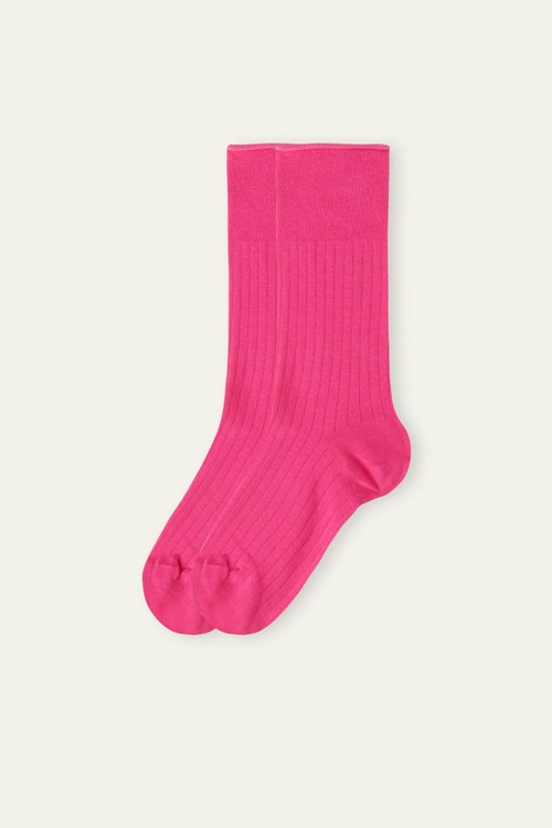 Pink Summer Fuchsia 534v Tezenis Long Patterned Lightweight Cotton Socks | 463185-UOL