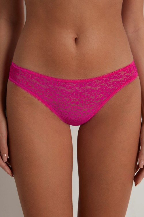 Pink Summer Fuchsia 534v Tezenis Recycled Lace Brazilian Panties | 570419-ZJC