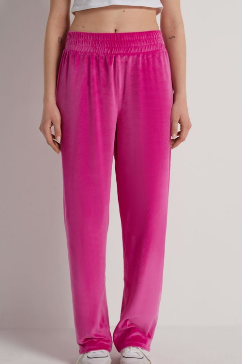 Pink Violet Fuchsia 329v Tezenis Solid Color Chenille Pants | 504936-VHK