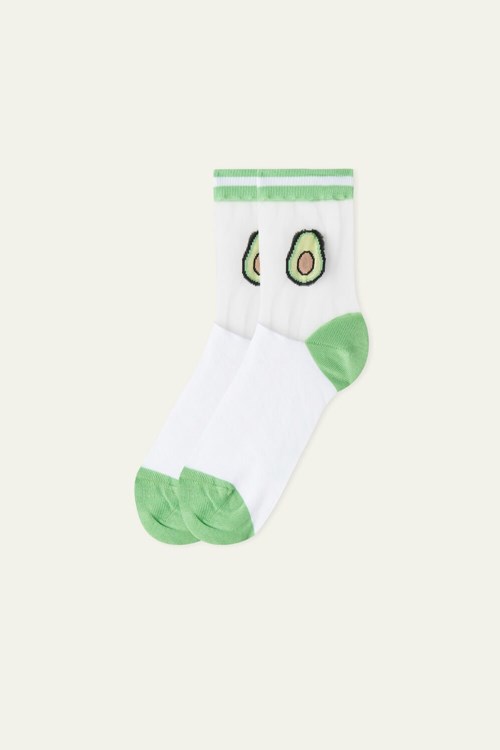 Print Avocado Green Tulle 497v Tezenis Patterned Cotton Crew Socks | 870169-RQG