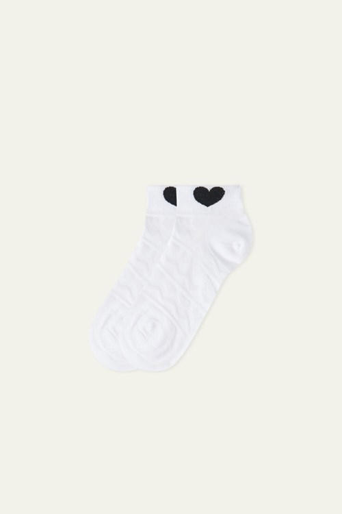 Print White Heart 464v Tezenis Fancy No Show Socks | 576819-QBT