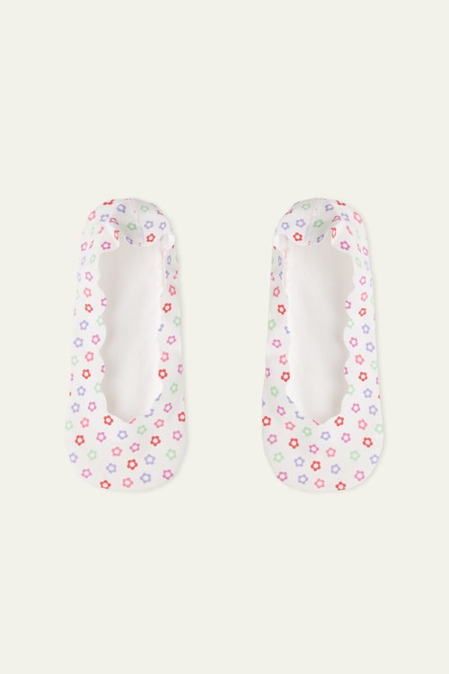 Print White Little Flowers Scalloping 484v Tezenis Fancy Cotton Shoe Liners | 546927-YQO