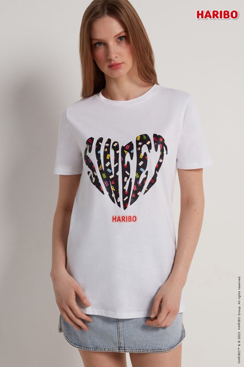 Print White Sweet Print 351v Tezenis Haribo Text T-Shirt | 265137-ABL