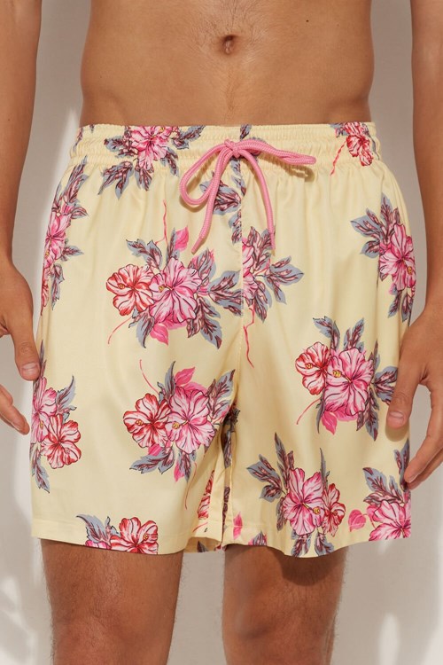 Print Yellow Hibiscus Print 539v Tezenis Printed Swim Trunks | 648917-TWR