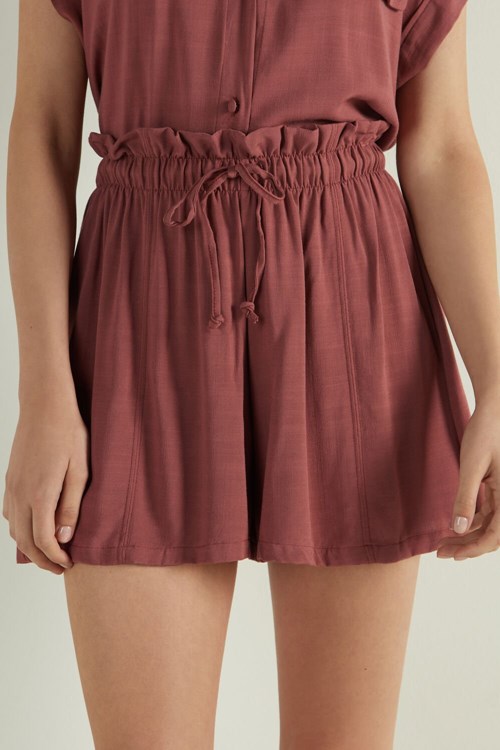 Red Brick Red 826u Tezenis Gathered High Rise Cloth Shorts | 745632-TIS