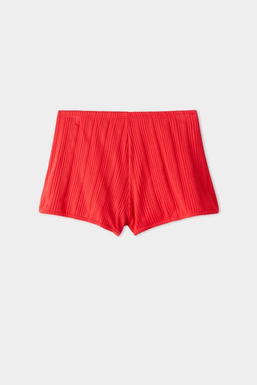 Red New Red 567v Tezenis Recycled Red Ribbed High Waist Full Coverage Bikini Bottom | 706954-YOS