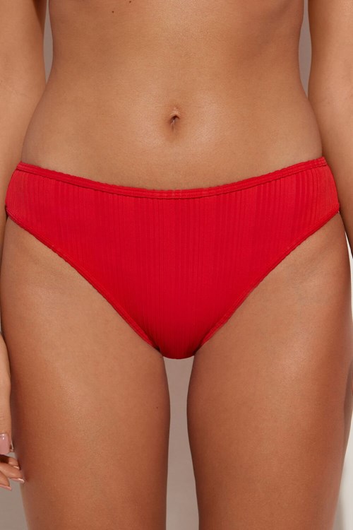 Red New Red 567v Tezenis Red Ribbed Recycled Microfiber Classic Bikini Bottoms | 896504-YCO