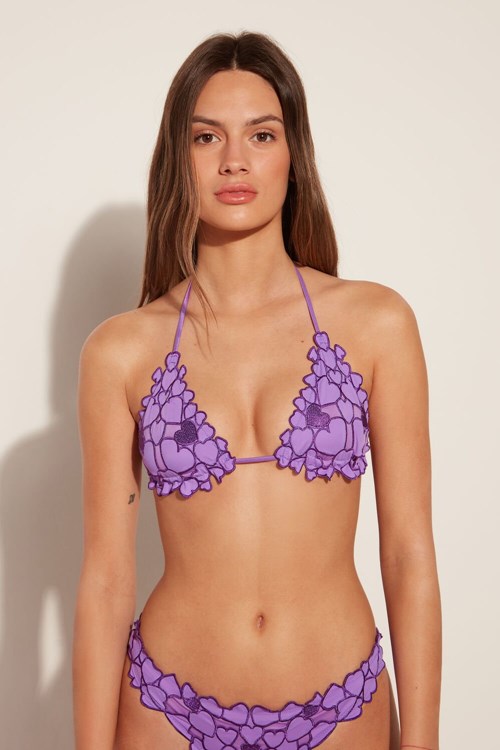 Violet Bright Violet 632v Tezenis Heart Macramè Triangle Bikini Top | 071549-AHY