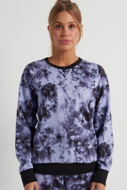 Violet Faded Violet Print 336v Tezenis Long-Sleeve Printed Cotton Sweatshirt | 503291-JCH