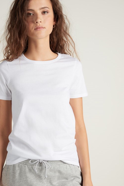 White White 001 Tezenis Basic Jersey T-Shirt | 087625-VIM