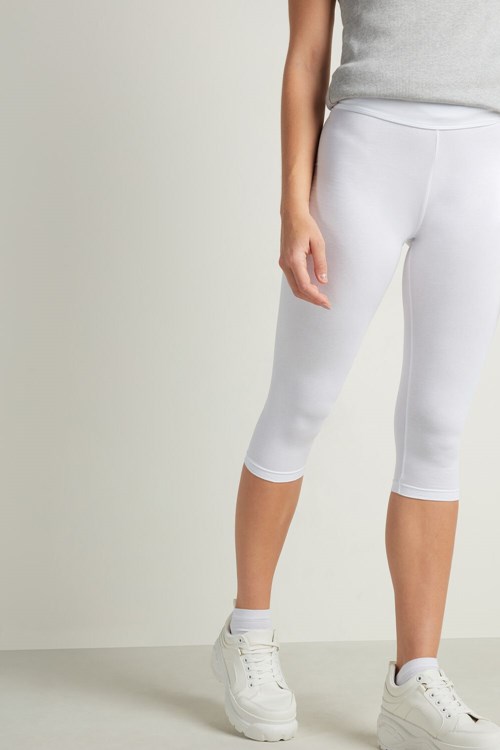 White White 001 Tezenis Capri Leggings | 508674-PTY