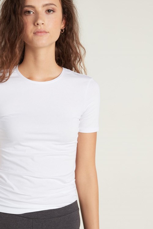 White White 001 Tezenis Crew-Neck Stretch-Cotton T-Shirt | 931026-URB