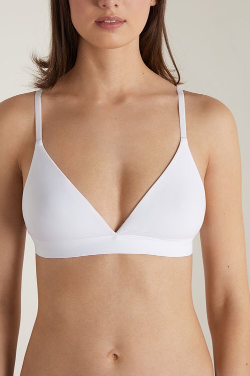 White White 001 Tezenis Lisbon Recycled Microfiber Triangle Bra | 617984-ZYC