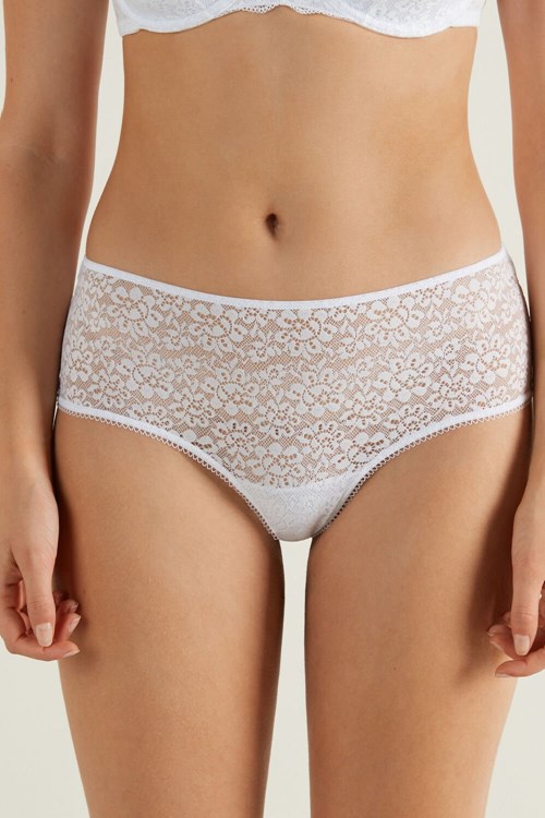 White White 001 Tezenis Recycled Lace Boyshorts | 801673-NMI