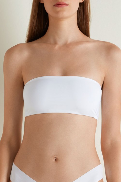 White White 001 Tezenis Sydney Bandeau Top Bra in Microfiber | 162980-QBC