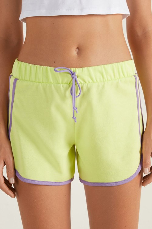 Yellow Cedar Green/Dark Lilac 858u Tezenis Fleece Piping Shorts | 280735-VJK