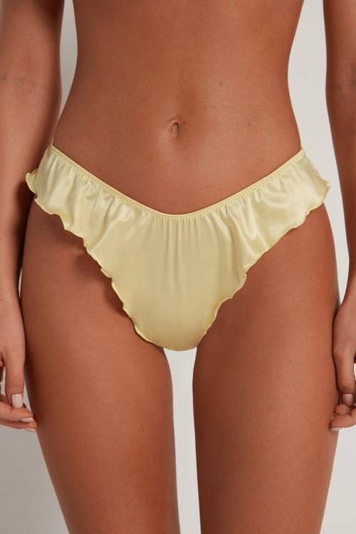 Yellow Vanilla Yellow/Baby Pink 269v Tezenis Delicate Satin High-Cut Brazilian Panties | 245978-BIA